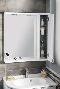 PULSE szafka z lustrem i ośw. LED 2x3W, 75x80x17cm, prawa, biała/antracyt