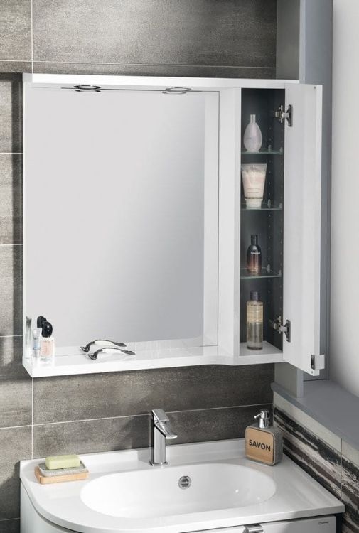 PULSE szafka z lustrem i ośw. LED 2x3W, 75x80x17cm, prawa, biała/antracyt