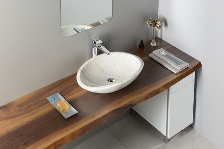 Przejdź do produktu BLOK 16 umywalka kamienna 58x14x38 cm, biały marmur polerowany