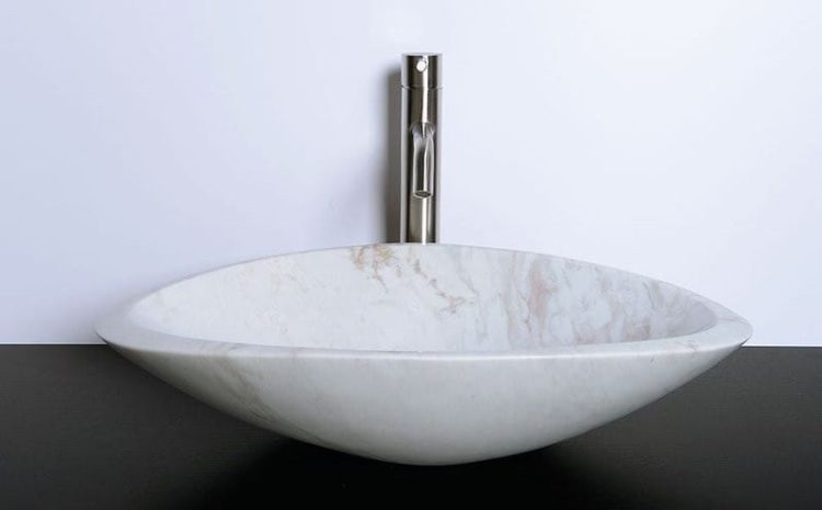 BLOK 16 umywalka kamienna 58x14x38 cm, biały marmur polerowany