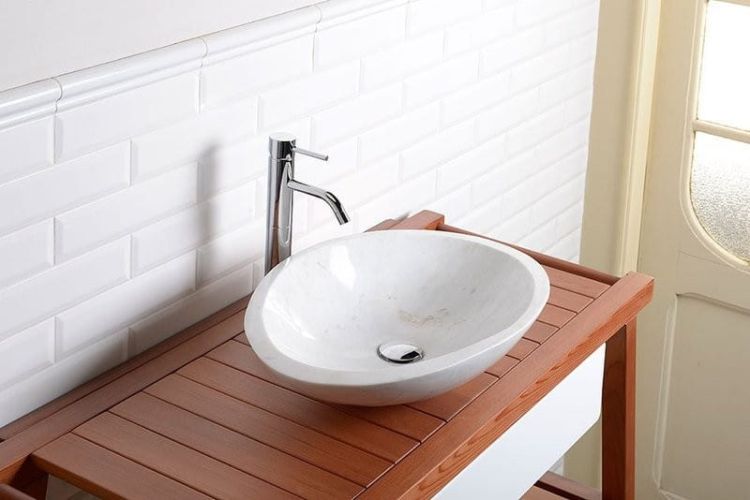 BLOK 16 umywalka kamienna 58x14x38 cm, biały marmur polerowany