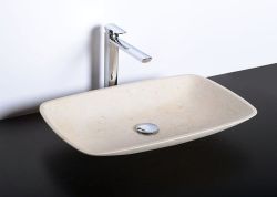 BLOK 17 umywalka kamienna 60x9x38 cm, Galala, matowy kamień