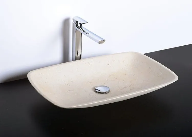 BLOK 17 umywalka kamienna 60x9x38 cm, Galala, matowy kamień