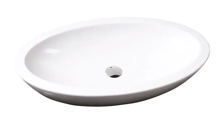 SISTEMA umywalka ceramiczna owalna bez przelewu 75x42cm, biała