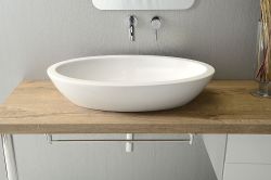 SISTEMA umywalka ceramiczna owalna bez przelewu 75x42cm, biała
