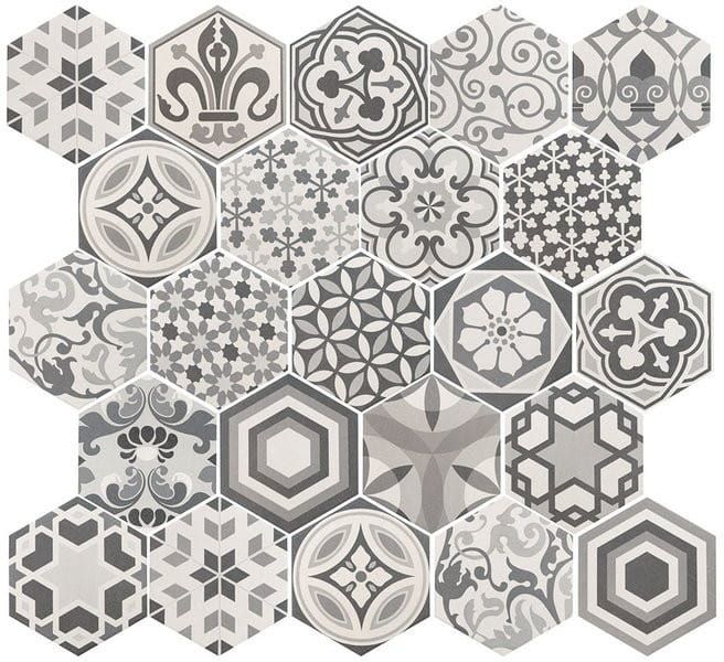 HEXATILE Harmony B&W 17,5x20 (EQ-10D) (1bal=1m2)