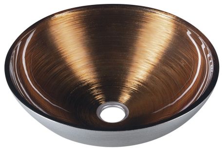 Przejdź do produktu MURANO WENGE umywalka szklana nablatowa, średnica 40cm, srebrny/miedź