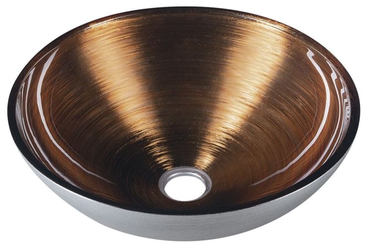MURANO WENGE umywalka szklana okrągła 40x14cm, miedź/srebrny