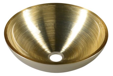 Przejdź do produktu MURANO SOFT BROWN umywalka szklana nablatowa, średnica 40cm, złoto/srebrny