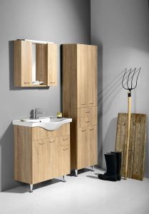 ZOJA/KERAMIA FRESH szafka z lustrem i ośw. LED, 70x60x14cm, dąb platin