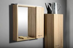 ZOJA/KERAMIA FRESH szafka z lustrem i ośw.LED, 60x60x14cm, prawa, dąb platin