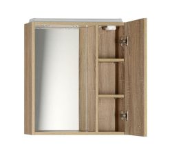 ZOJA/KERAMIA FRESH szafka z lustrem i ośw.LED, 60x60x14cm, prawa, dąb platin