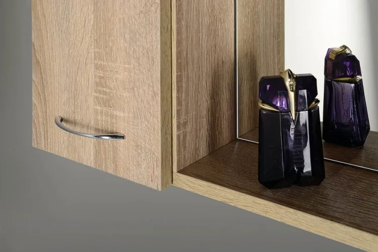 ZOJA/KERAMIA FRESH szafka z lustrem i ośw.LED, 60x60x14cm, lewa, dąb platin