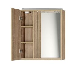 ZOJA/KERAMIA FRESH szafka z lustrem i ośw.LED, 60x60x14cm, lewa, dąb platin