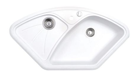 Przejdź do produktu Zlewozmywak granitowy narożny z ociekaczem, 105x56cm, biały