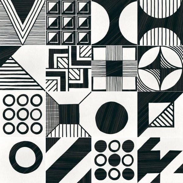 CAPRICE DECO Patchwork B&W 20X20 (EQ-5) (1bal=1m2)