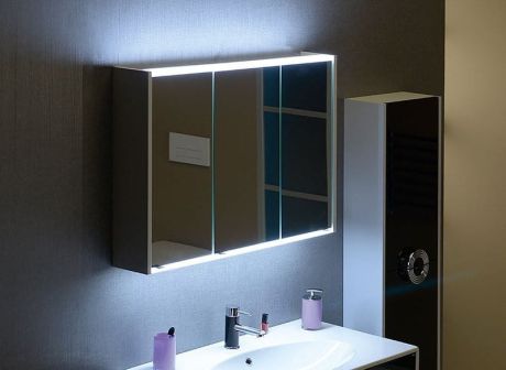 Przejdź do produktu BATU szafka z lustrem 2x LED, 100x71x15cm, biały połysk