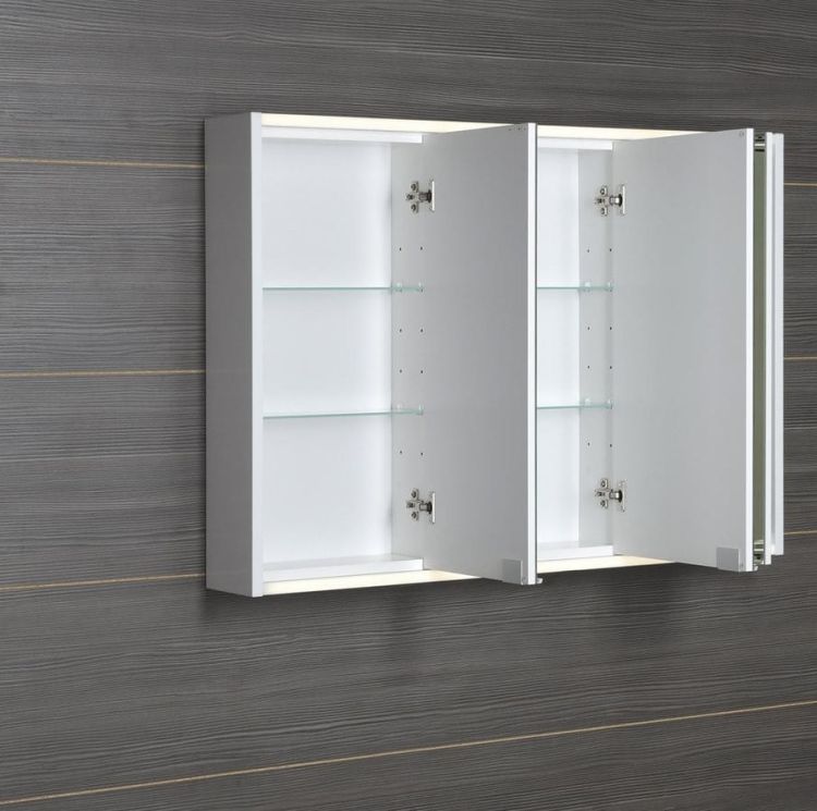 BATU szafka z lustrem 2x LED, 100x71x15cm, biała