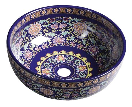 Przejdź do produktu PRIORI umywalka ceramiczna nablatowa Ø 41 cm, filetowy ze wzorem