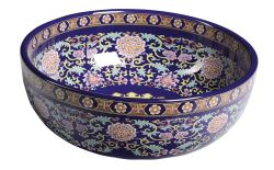 PRIORI umywalka ceramiczna, średnica 40,5cm, 15,5cm, fioletowy z ornamentami
