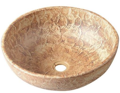 Przejdź do produktu PRIORI umywalka ceramiczna nablatowa Ø 41 cm, brązowa ze wzorem
