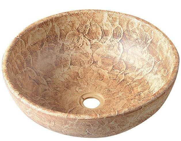 PRIORI umywalka ceramiczna, średnica 42cm, brązowa z wzorem
