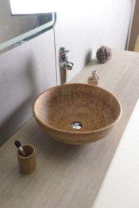 PRIORI umywalka ceramiczna, średnica 42cm, brązowa z wzorem