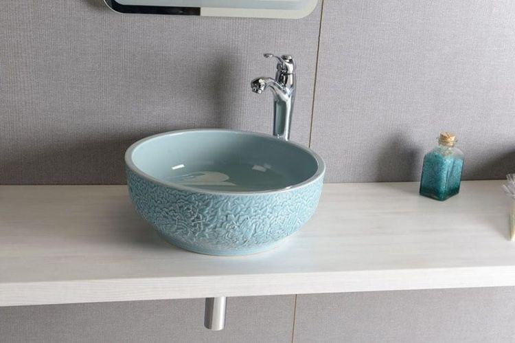 PRIORI umywalka ceramiczna, średnica 43cm, błękitna