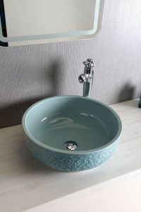 PRIORI umywalka ceramiczna, średnica 43cm, błękitna