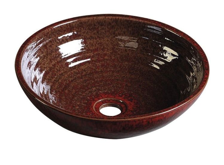 ATTILA umywalka ceramiczna, średnica 46cm, purpurowo - czerwona