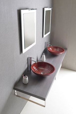 Przejdź do produktu ATTILA umywalka ceramiczna, średnica 46cm, purpurowo - czerwona