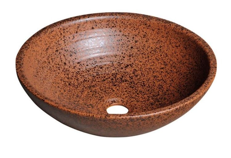 ATTILA umywalka ceramiczna, średnica 46cm, brązowa terakota