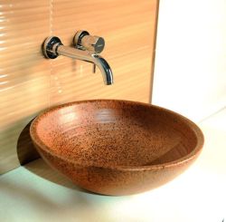 ATTILA umywalka ceramiczna, średnica 46cm, brązowa terakota
