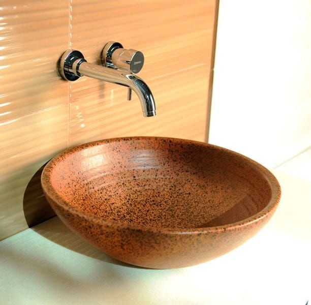 ATTILA umywalka ceramiczna, średnica 46cm, brązowa terakota