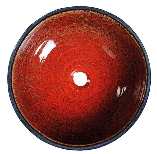 ATTILA umywalka ceramiczna, średnica 46cm, pomidorowo - naftowa
