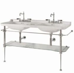 WALDORF podpora podwójnej umywalki 150 cm z półką szklaną, chrom
