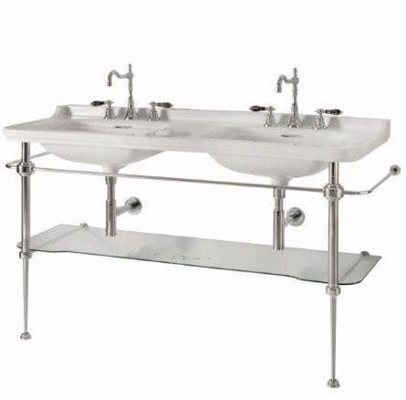 WALDORF podpora podwójnej umywalki 150 cm z półką szklaną, chrom