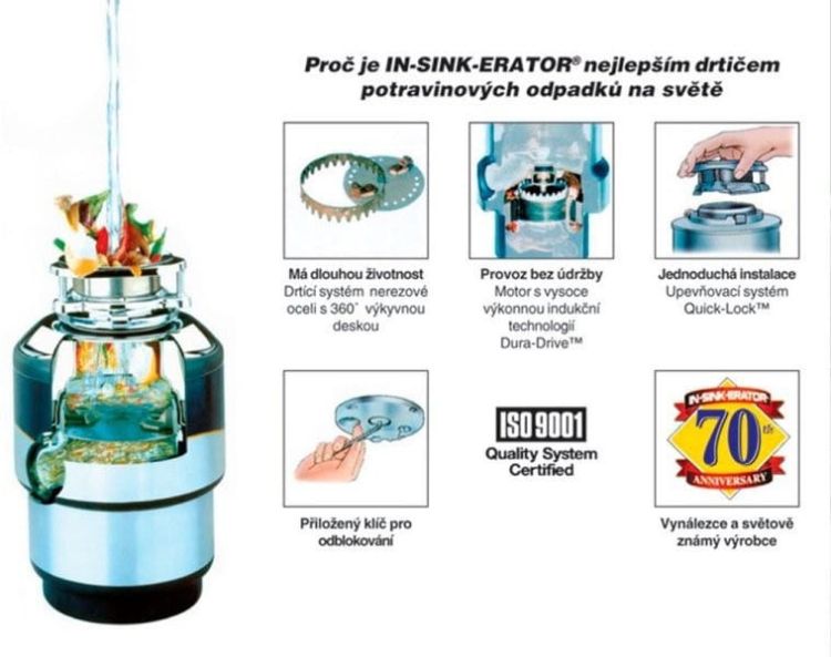 Utylizacja odpadów Zlewozmywak, 380V, 410W, pneu. kontrola