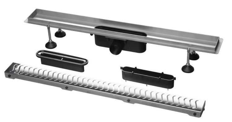 FLUE nierdzewny kanalik z rozstem, długość 730x115mm, wysokośćm