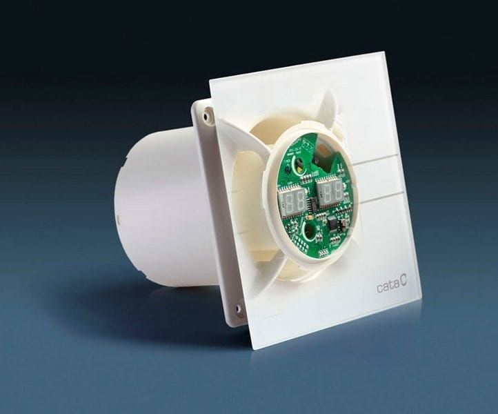 E-100 GSTHwentylator łazienkowy osiowy z automatem, 4W/8W, wylot 100mm, srebrny