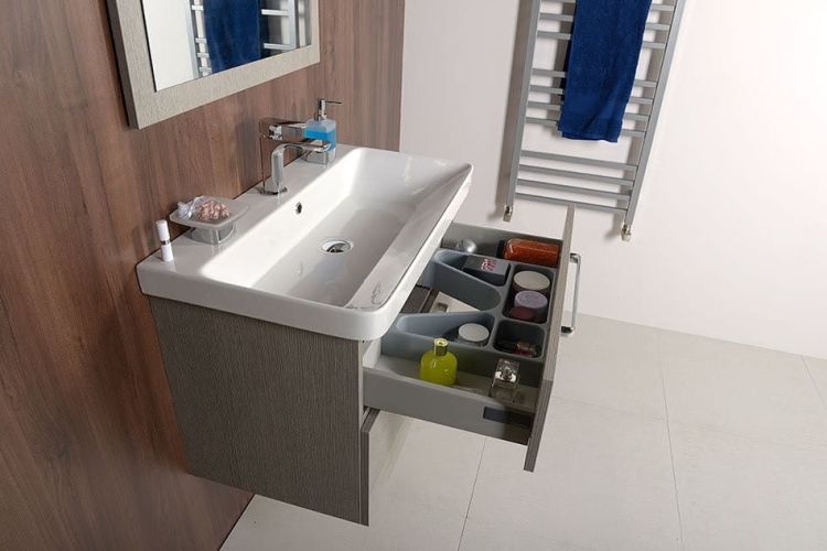 THEIA Szafka umywalkowa 101,4x43,2x43,5cm, 2 szuflady, dąb srebrny