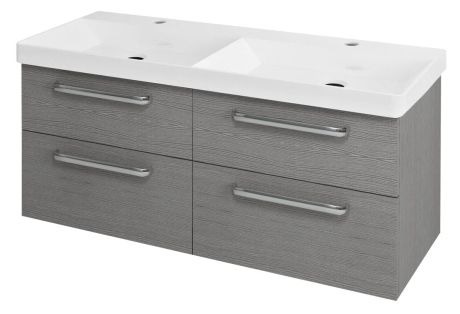 Przejdź do produktu THEIA Szafka umywalkowa 116x50x44,2cm, 4 szuflady, dąb srebrny