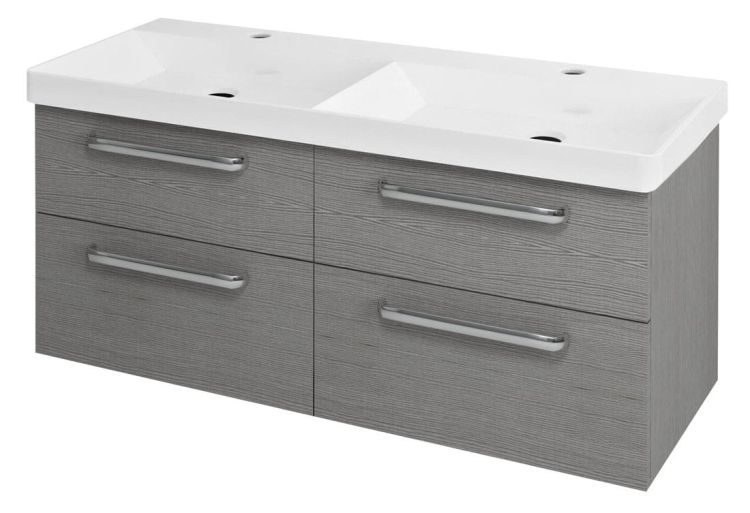 THEIA Szafka umywalkowa 116x50x44,2cm, 4 szuflady, dąb srebrny