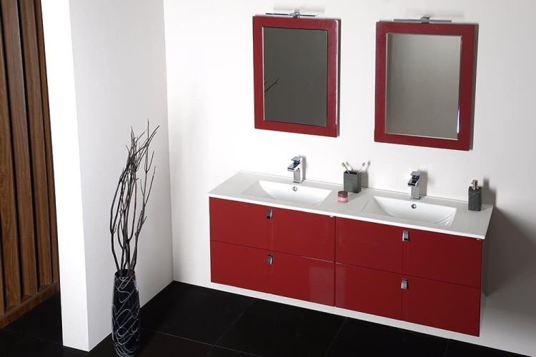 MITRA szafka z umywalką, 3 szuflady, 150x70x46 cm, bordo