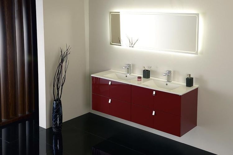 MITRA szafka z umywalką, 3 szuflady, 150x70x46 cm, bordo