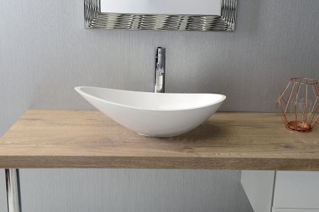 Przejdź do produktu ROSSETA umywalka kompozytowa nablatowa 56,4x32,3cm, biała