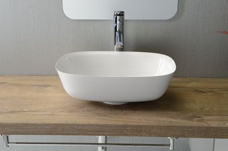 Przejdź do produktu REIKO umywalka kompozytowa nablatowa 46x32cm, biała