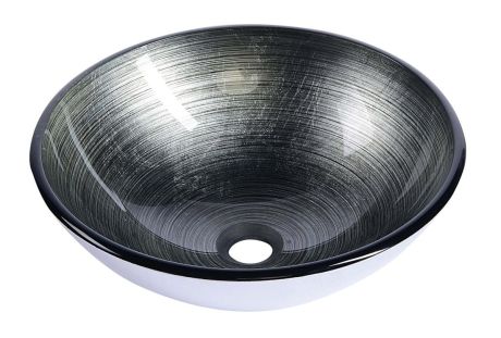 Przejdź do produktu DAMAR szklana umywalka nablatowa średnica 42cm, ciemnoszary/srebrny