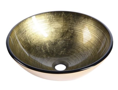 Przejdź do produktu FIANNA szklana umywalka nablatowa z średnica 42cm, brąz/złoto