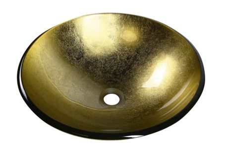Przejdź do produktu SHAY szklana umywalka nablatowa średnica 42cm, złoty